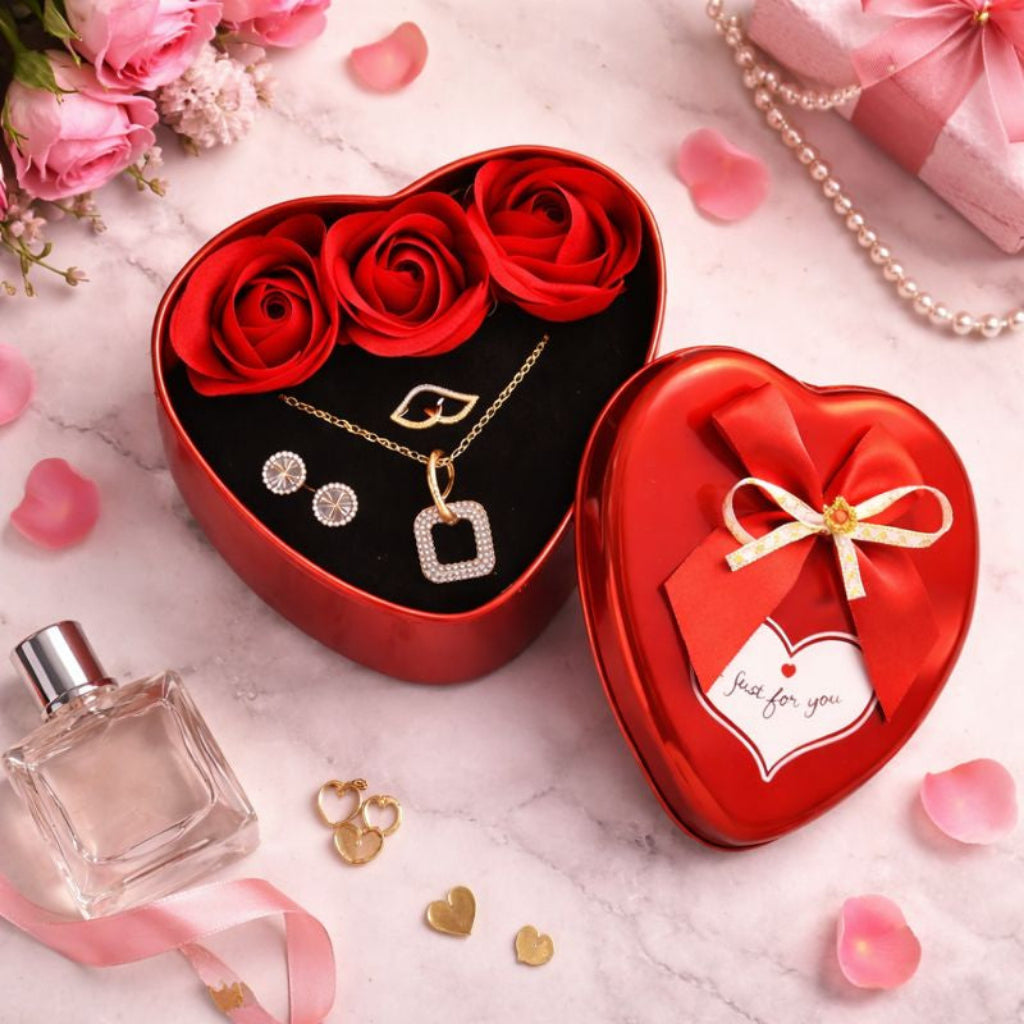 🌹 LoveNest™ Heart Rose & Jewellery Gift Box