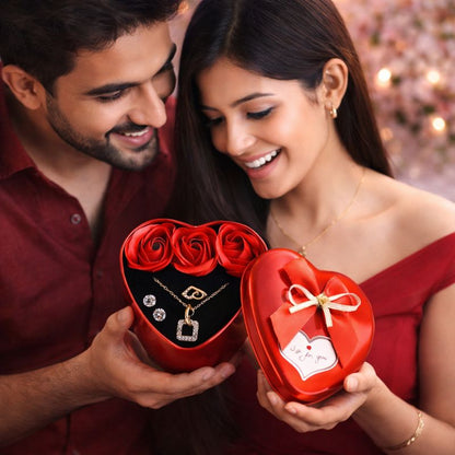 🌹 LoveNest™ Heart Rose & Jewellery Gift Box