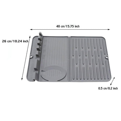 Silicon Dish Drying Mat with Hanger for Kitchen Non-Slip Water Draining