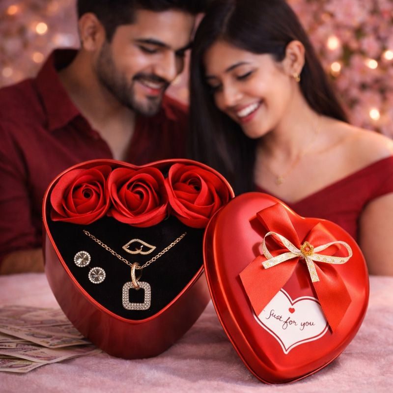 🌹 LoveNest™ Heart Rose & Jewellery Gift Box