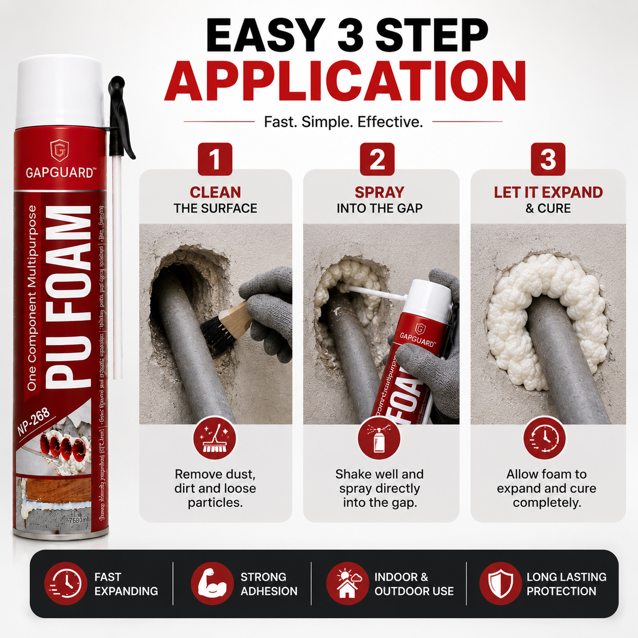 GapGuard™ Expanding Foam Sealant Spray (750ml) | Now BIGGER 2X FOAM In 1 SPRAY