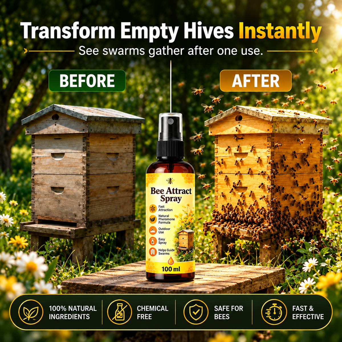 Natural Outdoor Bee Attractant Spray Buy 1 Get 1 Free